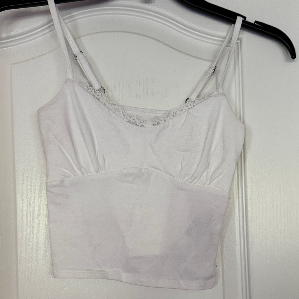 Hollister White Cami with Lace Detail